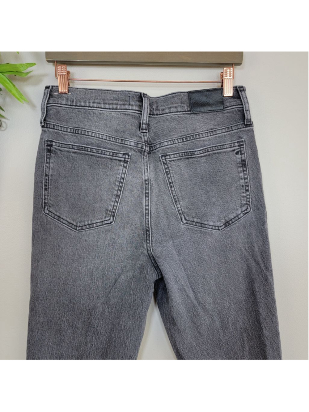 Madewell 27 Perfect Vintage Jeans Knee Rip High Rise Raw Hem Cosner Black Gray - Picture 9 of 12